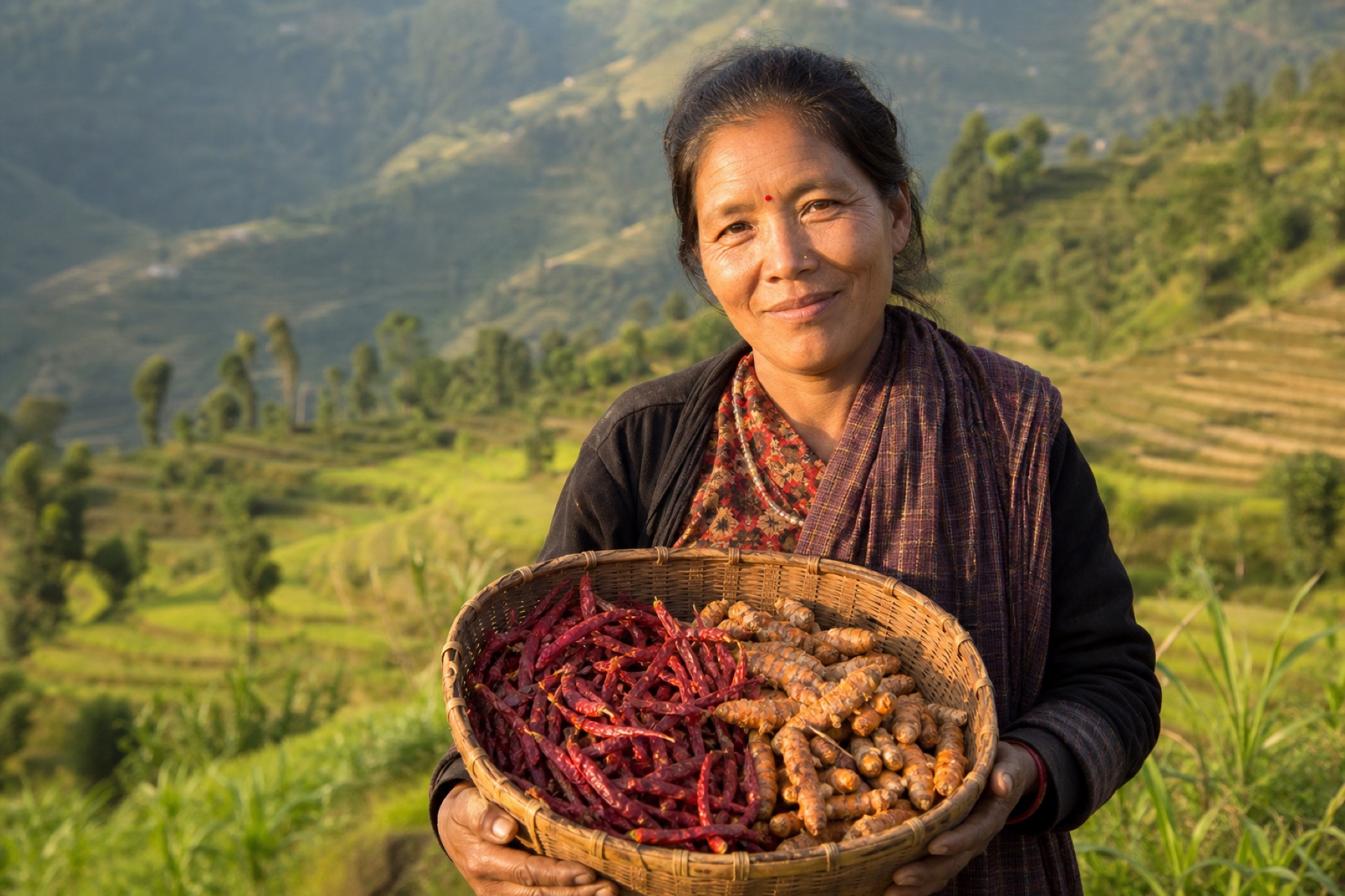 Spices and harvest from Nepali farms